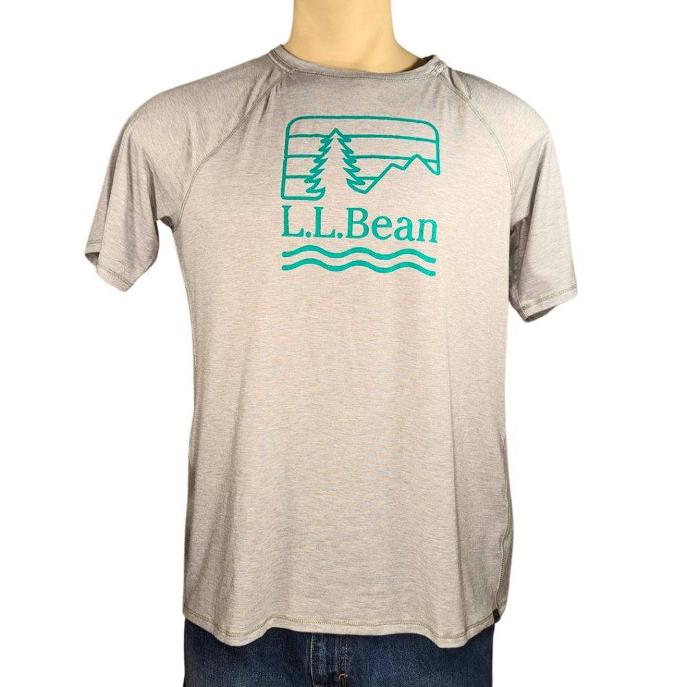 L.L Bean NWT Men's Large Short Sleeve Grey Everyday Sun Smart T-Shirt - Picture 1 of 11